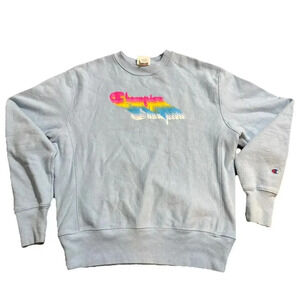 Champion Rainbow Colorful Logo Athletic Athleisure Lounge Sweatshirt Size Medium